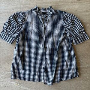 Who What Wear Puff Sleeve Gingham button-up size small